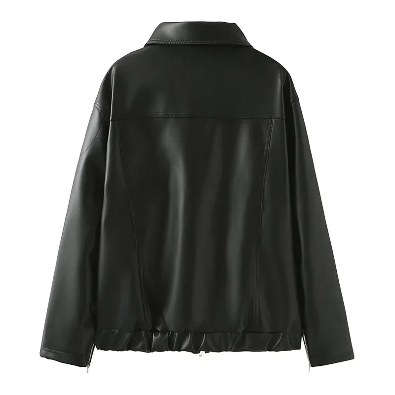 Women's Winter Jacket Women Vintage Faux Leather