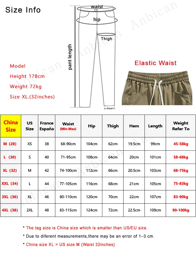 2024 New Spring Autumn Men's Sweatpants Multi-Pockets