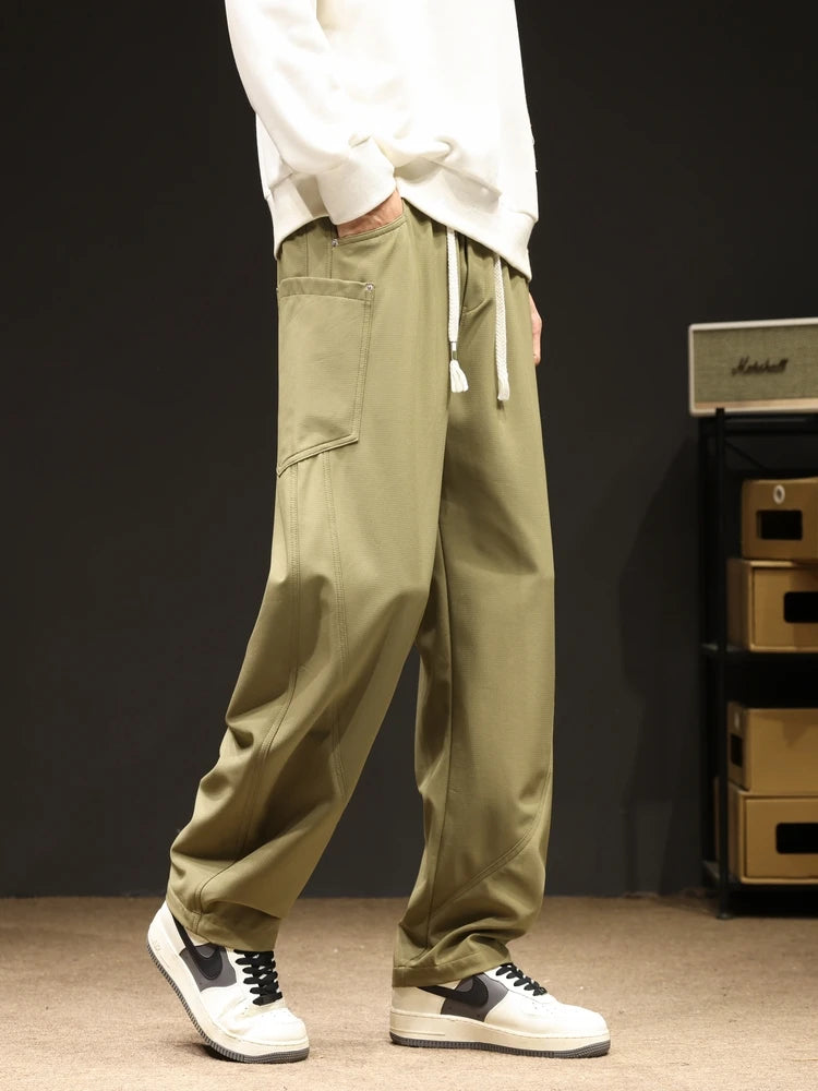 2024 New Spring Autumn Men's Sweatpants Multi-Pockets