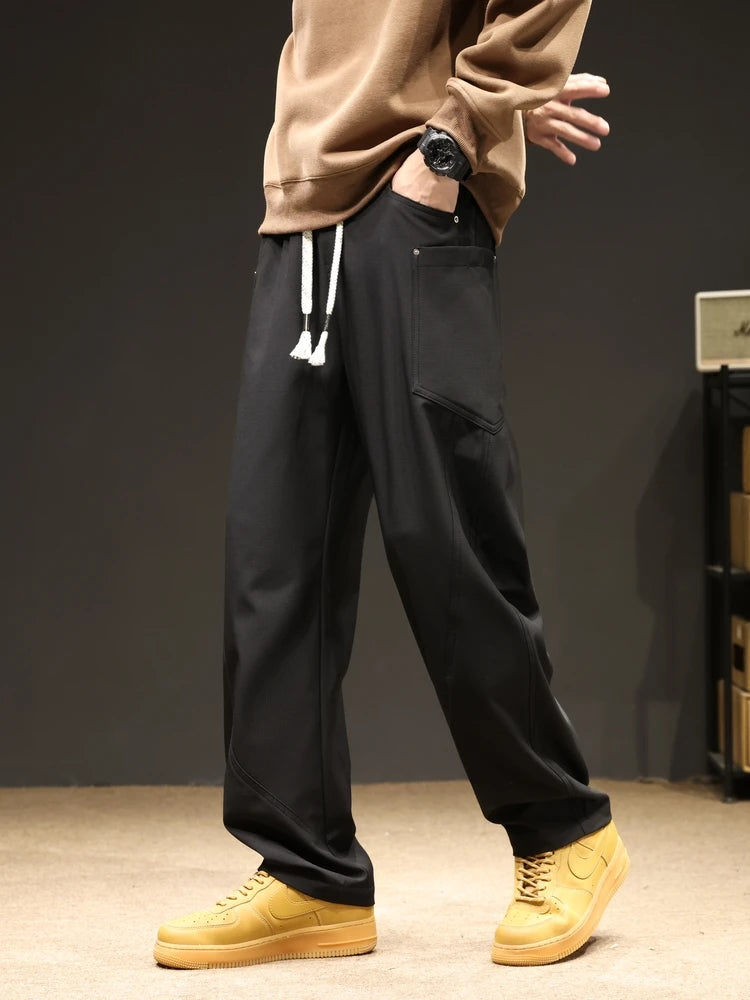 2024 New Spring Autumn Men's Sweatpants Multi-Pockets