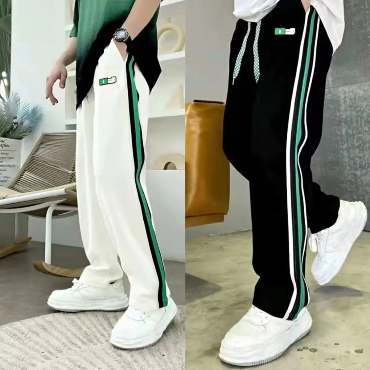 New Streetwear Casual Pants Men Ribbons