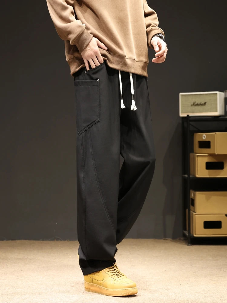 2024 New Spring Autumn Men's Sweatpants Multi-Pockets