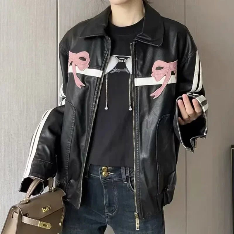 Women's Winter Jacket Women Vintage Faux Leather