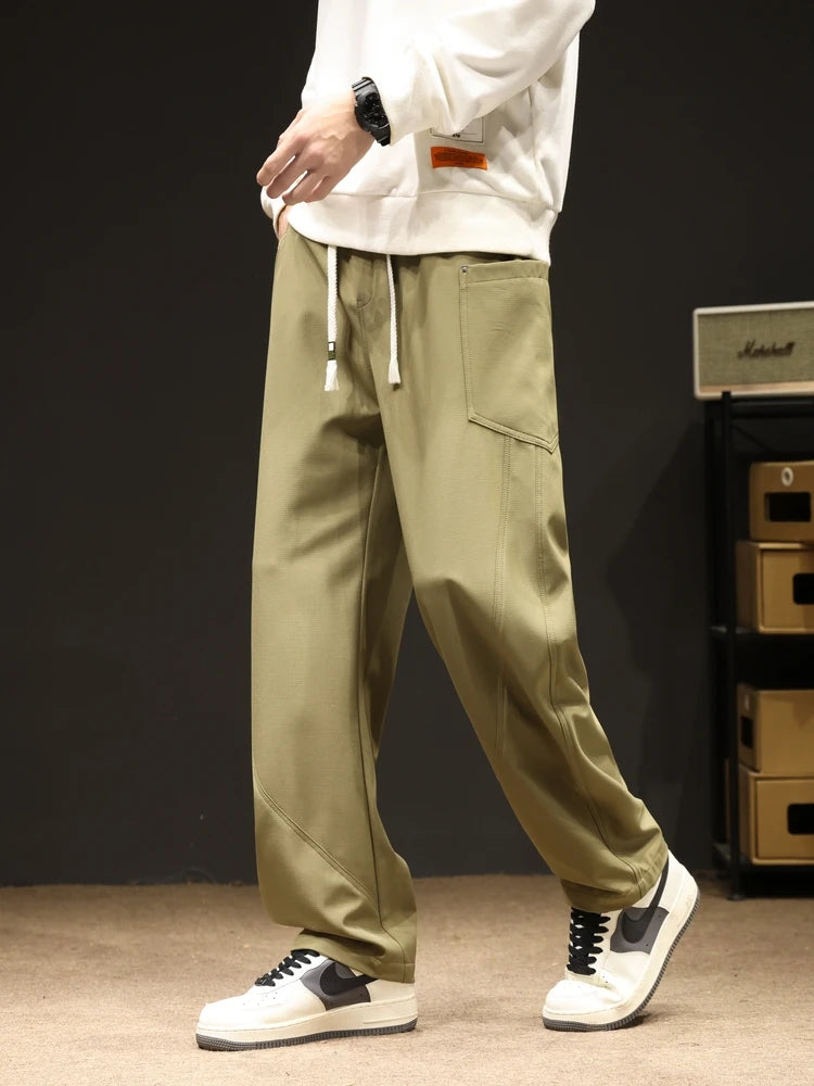 2024 New Spring Autumn Men's Sweatpants Multi-Pockets