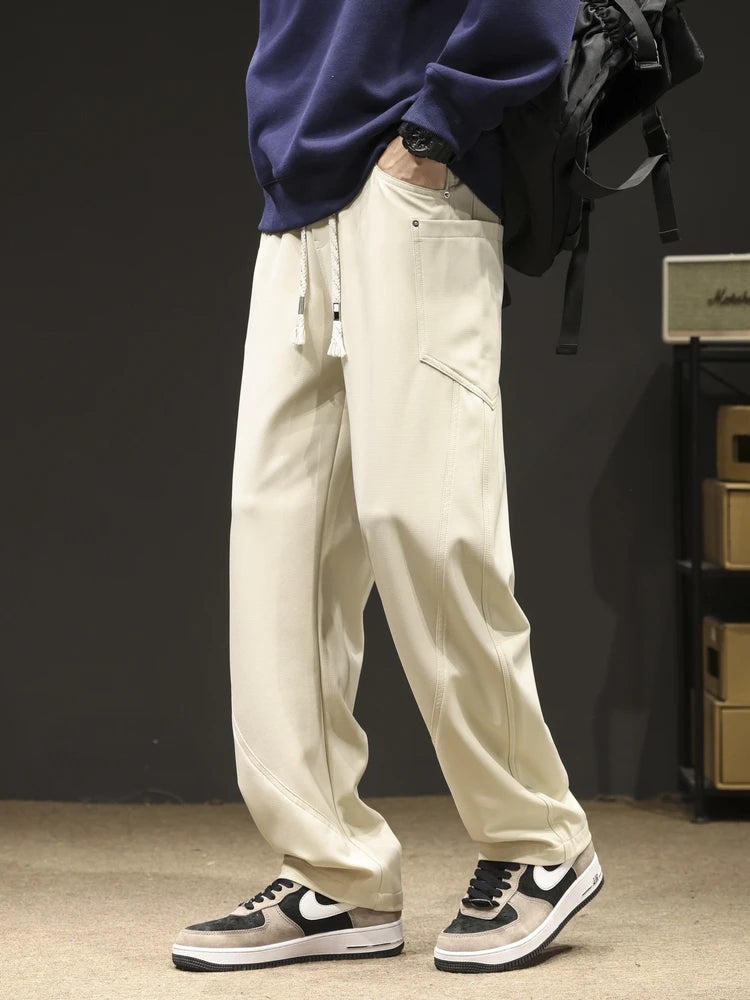 2024 New Spring Autumn Men's Sweatpants Multi-Pockets